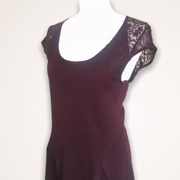 Anthropologie Deletta Lace Burgundy Dress - Picture 6 of 8